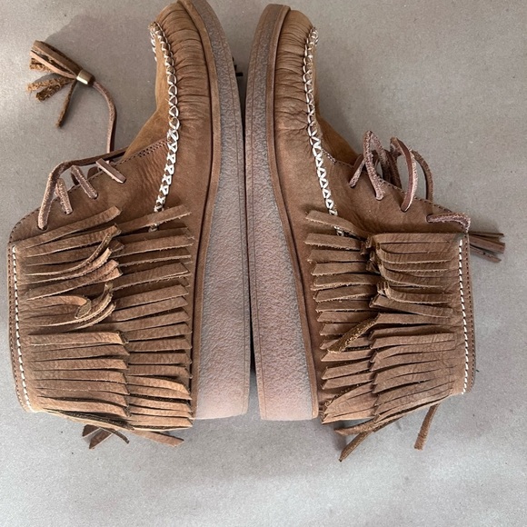 UGG Australia CALEB Chestnut Fringe Nubuck Slip-on Boots 1018944 Moccasins US 6 - Picture 5 of 7